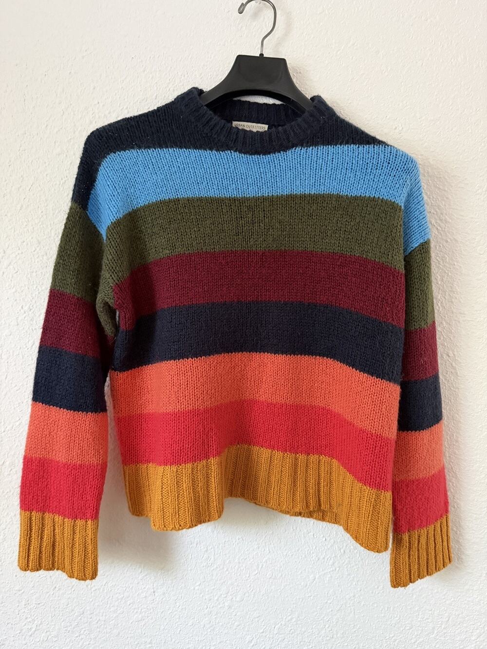 Urban Outfitters Striped Chunky Knit Crew Neck Sweater Multi Color Womens Small